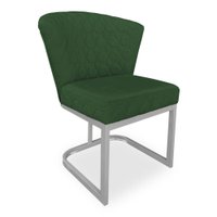 Poltrona Vitória Veludo Verde Matelassê Base Metálica Industrial Prata - Pallazio