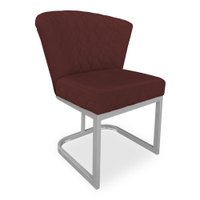 Poltrona Vitória Veludo Marsala Matelassê Base Metálica Industrial Prata - Pallazio