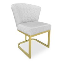 Poltrona Vitória Veludo Cinza Matelassê Base Metálica Industrial Dourado - Pallazio