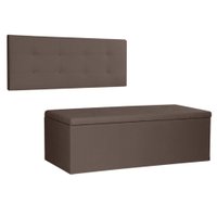Kit Painel e Calçadeira Baú King 1,95m Berlim Suede Marrom - Pallazio