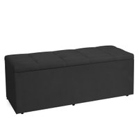 Calçadeira Recamier Baú King 1,95m Roma Suede Preto - Pallazio