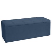Calçadeira Recamier Baú King 1,95m Roma Suede Azul Marinho - Pallazio