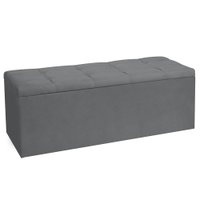 Calçadeira Recamier Baú Queen 1,60m Roma Suede Cinza - Pallazio