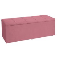 Calçadeira Recamier Baú Queen 1,60m Roma Suede Rosa - Pallazio