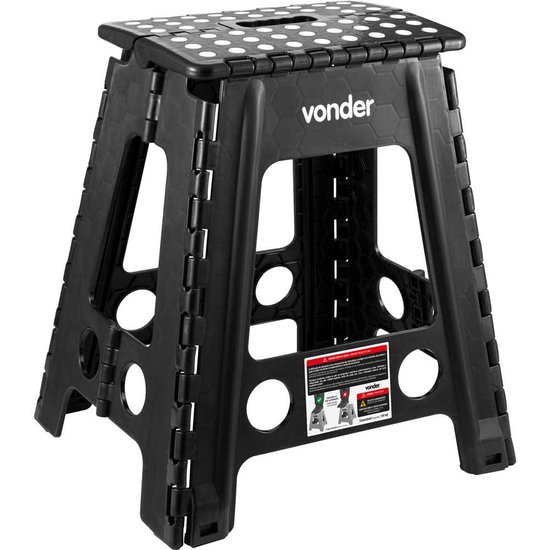 Banqueta plástica dobrável preta altura 450 mm VONDER