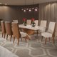 Mesa de Jantar 8 Lugares Luxury com Vidro Mel/Off White/Bronze - Viero Móveis