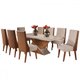 Mesa de Jantar 8 Lugares Luxury com Vidro Mel/Off White/Bronze - Viero Móveis
