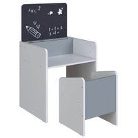 Mesinha Infantil com Lousa e Cadeira Le Petit Branco com Azul