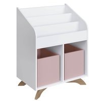 Estante Livreiro Infantil Branco com 2 Cubos Rosa