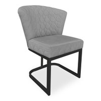 Poltrona Vitória Veludo Grafite Matelassê Base Metálica Industrial Preto - Pallazio