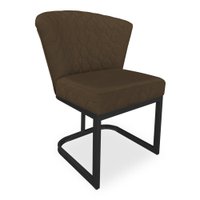 Poltrona Vitória Veludo Marrom Matelassê Base Metálica Industrial Preto - Pallazio