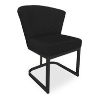 Poltrona Vitória Veludo Preto Matelassê Base Metálica Industrial Preto - Pallazio