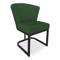 Poltrona Vitória Veludo Verde Matelassê Base Metálica Industrial Preto - Pallazio