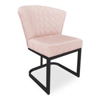 Poltrona Vitória Veludo Rosa Bebê Matelassê Base Metálica Industrial Preto - Pallazio