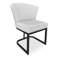 Poltrona Vitória Veludo Cinza Matelassê Base Metálica Industrial Preto - Pallazio