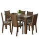 Conjunto Sala de Jantar Mesa Tampo de Vidro 6 Cadeiras Rustic/Hibiscos Isla Madesa