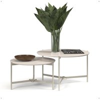 Jogo 2 Mesas Industrial Centro Sala Mesinhas MDF Redonda Pequena Pés Ferro Resistente Decoração Casa - Off White - RPM