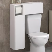 Armário de Banheiro para vaso sanitário  C/ suporte para papel higiênico e 2 Portas Multimóveis Branco