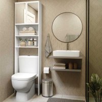 Armário de Banheiro para Vaso Sanitário com espelho e Com 2 portas Multimóveis Branco