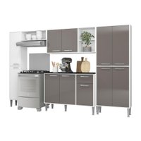 Armário de Cozinha Compacta Balcão c/ Tampo 5 pçs Xangai Classic Multimóveis Bca/Lca Fumê