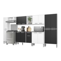 Cozinha Completa Armário e Balcão Xangai Blues Multimóveis Branco/Preto