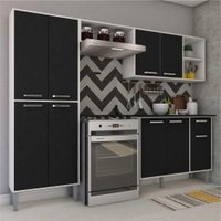 Cozinha Completa c/ Armário e Balcão Coimbra Multimóveis L2840.964TP Branco/Preto