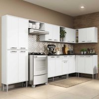 Cozinha Completa Com Armário e Balcão Xangai Soul Multimóveis Branco