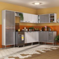 Cozinha Completa C/ Armário e Balcão Xangai Soul Multimóveis Branco/Cinza