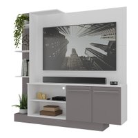 Estante Home Theater com Suporte Para TV até 55'' Denver Multimóveis Branco/Lacca Fumê