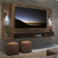 Painel TV 60" C/ 2 Leds e Prateleiras de Vidro Vegas Multimóveis Madeirado
