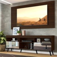 Rack Com Painel Para TV 65", espelho e pés retrô Flórida Multimóveis Duna/Preto