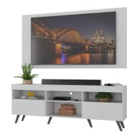 Rack Com Painel Para TV até 65" e Pés Retrô Flórida Multimóveis  Branco/Preto