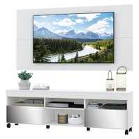 Rack com Espelho, Rodízios, Painel e Suporte Para TV 65" com 2 Portas Londres Multimóveis Branco