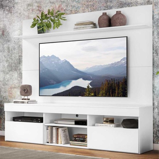Rack com Painel Para TV 65" e Prateleira Madri Multimóveis Branco