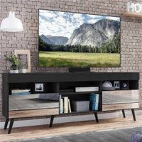 Rack Para TV 65" com Espelho, Pés Retrô e 2 Portas Paris Multimóveis Preto