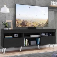 Rack Para TV 65" com Pés Retrô e 2 Portas Paris Multimóveis Preto/Branco