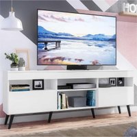 Rack Para TV 65" com Pés Retrô e 2 Portas Paris Multimóveis Branco/Preto