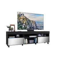 Rack Para TV 65" com Espelho, Rodízios e 2 Portas Paris Multimóveis Preto