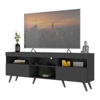 Rack Para TV 65" com Pés Retrô e 2 Portas Paris Multimóveis Preto