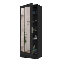 Sapateira 1 Porta com Espelho Jade Multimóveis V6006 Preto