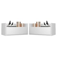 Kit com 2 Mesas de Cabeceira 60cm Suspensa Multimóveis V3632 Branco