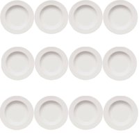 Conjunto de 12 Pratos Fundos Classe Única para Bar ou Hotel Germer de Porcelana Brancos