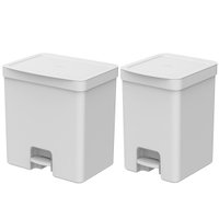 Conjunto 2 Lixeiras de Cozinha com Pedal e Aro Interno 12L e 20L OU Trium Branco