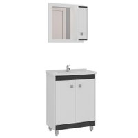 Gabinete Banheiro com Cuba e Espelheira 60cm Multimóveis VCR10058 Branco/Preto