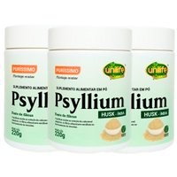 Psyllium Plantago Ovatae em Pó 220g Husk-Índia Kit com 3