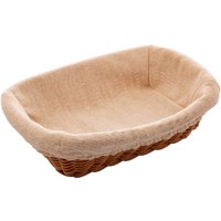 Cesta Porta Pão Lyor 24,5x17cm Retangular Rattan Plástico Forro Tecido Cesto