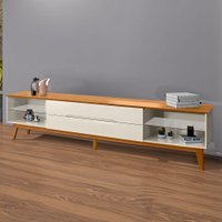 Rack para TV Até 65 Polegadas Limit 2 Gavetas 2 Prateleiras Off White/Nature - Tebarrot
