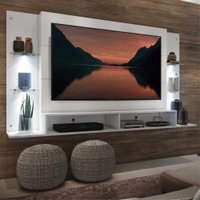 Painel TV 60" com 4 Leds e Prateleiras de Vidro Vegas Multimóveis Branco MP3396.697