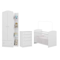 Quarto Infantil Completo João e Maria Multimóveis com Colchão, Berço, Guarda Roupa e Cômoda Bco/Col MP2809.951