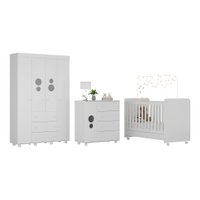 Quarto Completo Pimpolho com berço 3 em 1 com rodízios Multimóveis Branco MP3011.156